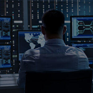 IT service man sitting and working