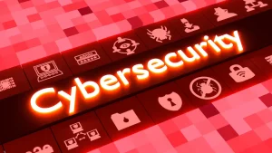 cybersecurity red lettering
